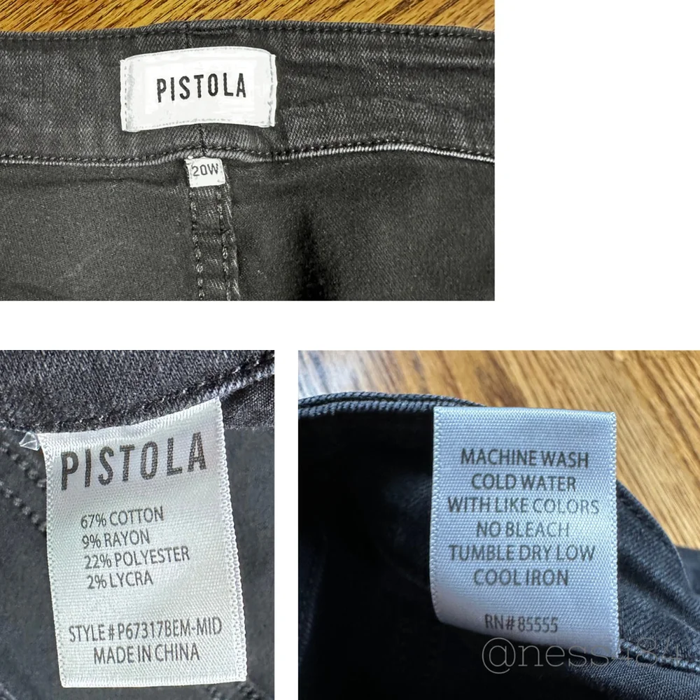 Pistola‎ Black Wash Denim Jeans Women's Size 20W Cropped Straight Leg - Picture 6 of 6